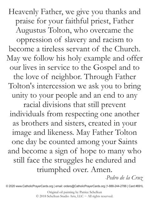 Venerable Father Augustus Tolton Prayer Card